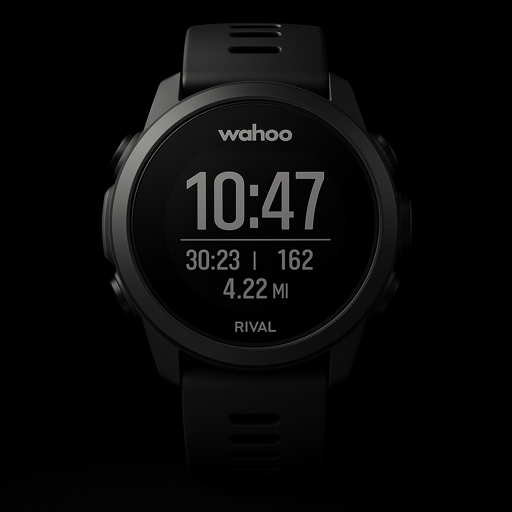 Wahoo ELEMNT RIVAL multisport watch on black background